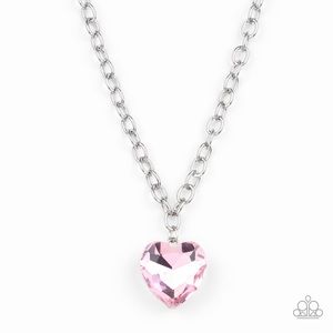 Pink heart pendant on silver chain. Paparazzi